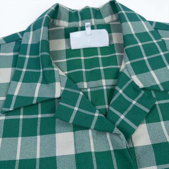 EUC $595 MM6 Maison Margiela Oversized Green Check Boxy Top IT 40 US 4 - Picture 4 of 8